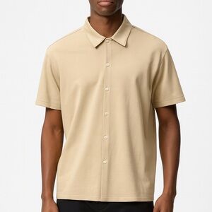 Banana Republic Beige Short Sleeve Button Down Shirt